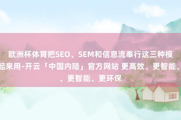 欧洲杯体育把SEO、SEM和信息流奉行这三种模式组合起来用-开云「中国内陆」官方网站 更高效、更智能、更环保