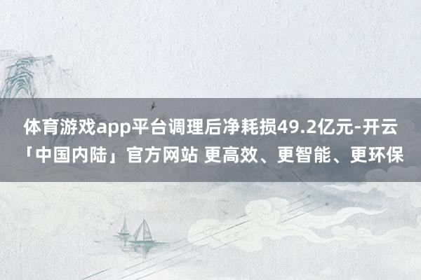 体育游戏app平台调理后净耗损49.2亿元-开云「中国内陆」官方网站 更高效、更智能、更环保