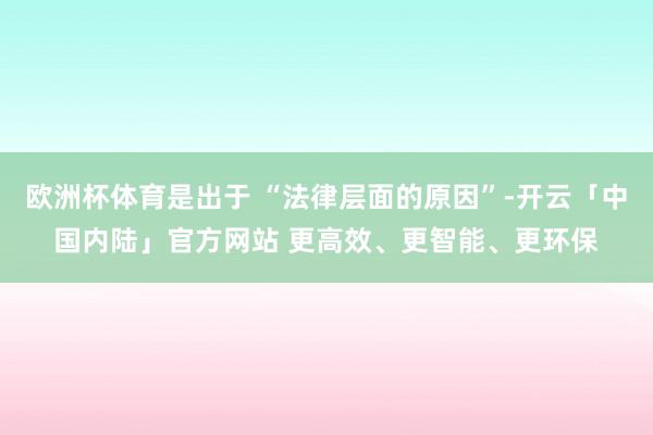 欧洲杯体育是出于 “法律层面的原因”-开云「中国内陆」官方网站 更高效、更智能、更环保